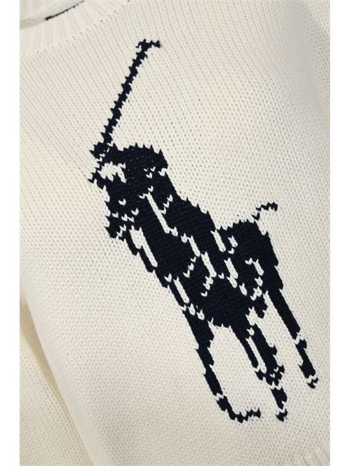 Maglia in cotone con logo a intarsio Bianco POLO RALPH LAUREN | 211A96234002